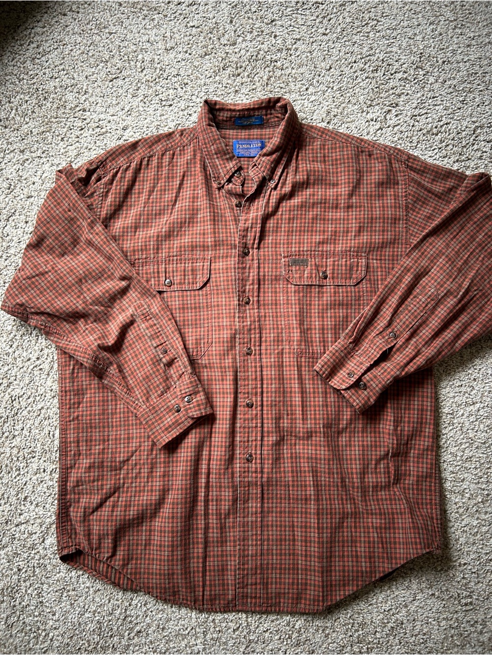 Large Pendleton Red Plaid Long Sleeve Button Down Shirt
